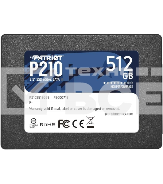 Накопитель SSD Patriot P210, 512GB, SATA III, 2.5