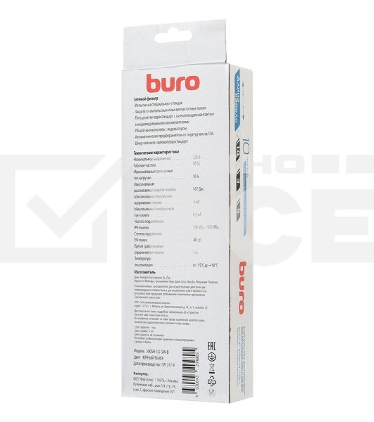Сетевой фильтр Buro 500SH-1.8-SW-B 1.8м (5 розеток) черный (коробка)
