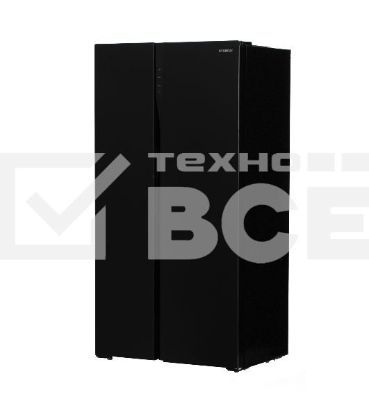 Холодильник Hyundai CS5003F черное стекло двухкамерный Side by Side 331/165л морозилка сбоку