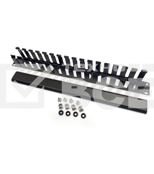 Организатор комм. шнуров Hyperline CM, 19', 1HU, 44х482,5х67 мм (ВхШхГ), с крышкой , цвет: черный