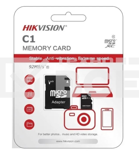Флеш карта microSDHC 32GB Hikvision HS-TF-C1(STD)/32G/Adapter