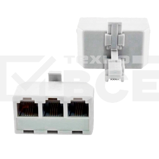 Телефонный разветвитель RJ-11 6p4c, штекер на 3 гнезда, M/3xAF, белый, GA-RJ11-T-3