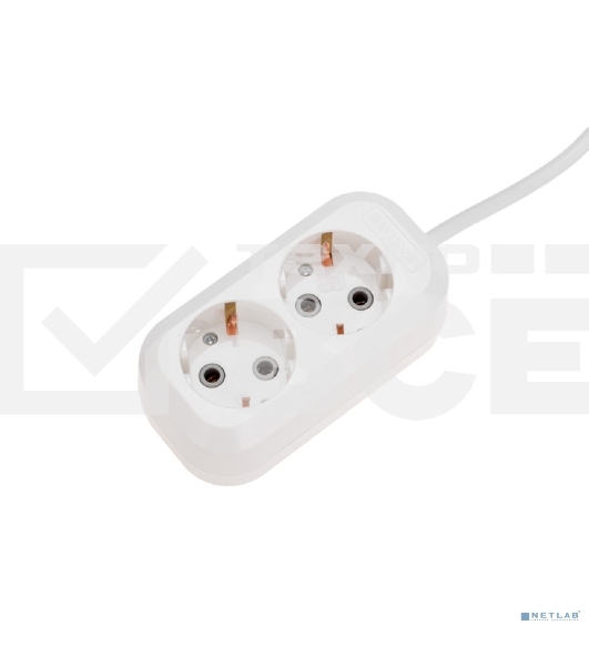 Удлинитель PROconnect 2 гнезда, 3 м, 3х0,75 мм², с/з, белый