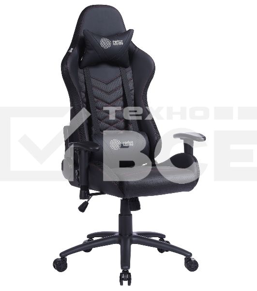 Кресло игровое Cactus CS-CHR-0099BLR черный/красный, сиденье черный/красный, эко.кожа, с подголов. крестовина металл, пластик черный