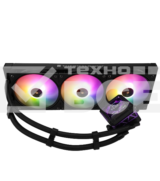 Водяное охлаждение для процессора Thermalright Frozen Warframe Pro 360 Black ARGB (360mm, Black, ARGB/ Fans: 3x120mm, 70.84CFM, 29.8dBA, 2000RPM/ Pump height 60mm, 23dBA, 3000RPM, Rad thickness 27mm/ S: 1200, 1700, 1851, 2011, 2066, 115X, AM4, AM5)