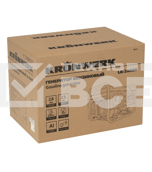 Электрогенератор бензиновый Kronwerk LK-2800R, 2.8 кВт, 65 дБ, 35.8 кг
