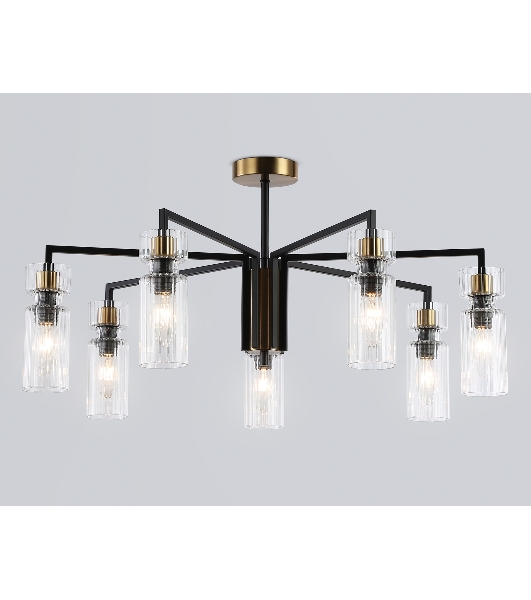 Люстра Ambrella light LH56115/7 BK/BS/CL черный/латунь/прозрачный E14*7 max 40W D705*350