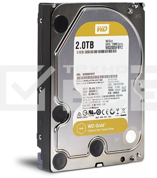 Жесткий диск WD Original SATA-III 2Tb WD2005FBYZ Gold (7200rpm) 128Mb 3.5