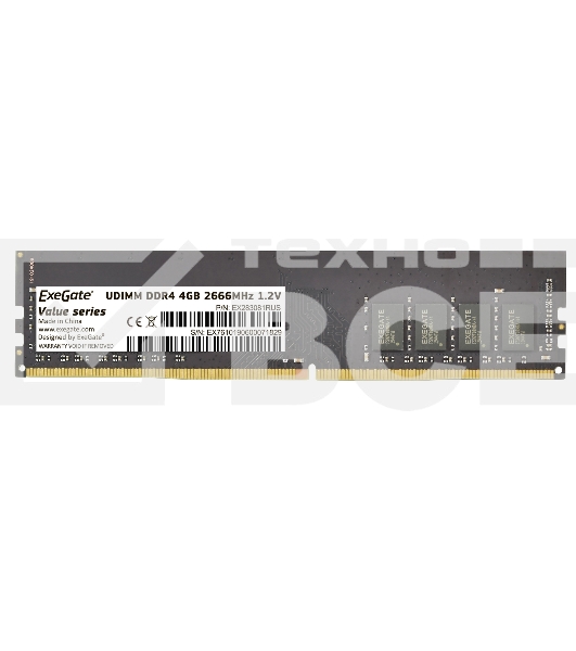 Оперативная память Exegate, DDR4, 4GB (1x4 GB), 2666 MHz, CL19, OEM