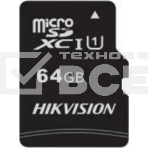 Флеш карта microSDHC 64GB Hikvision HS-TF-C1(STD)/64G/Adapter <HS-TF-C1(STD)/64G/Adapter> (с SD адаптером) R/W Speed 92/30MB/s, V30, фото3