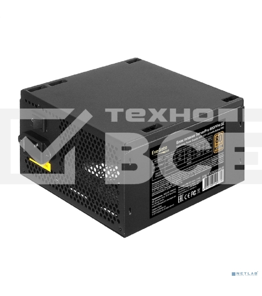 Серверный блок питания  600W ExeGate ServerPRO 80 PLUS Bronze, 600PPH-SE (ATX, for 3U+ cases, APFC, КПД 89% (80 PLUS Bronze), 12cm fan, 24p, (4+4)p, PCIe, 5SATA, 3IDE, black)