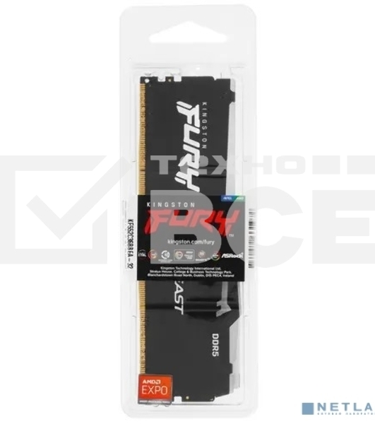 Оперативная память Kingston Fury Beast Expo, DDR5, 32GB (1x32 GB), 5200 MHz, CL36, DIMM, радиатор, RGB, чёрный