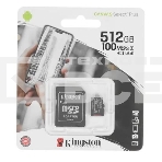Флеш карта microSDHC 512GB microSDXC Class10 Kingston <SDCS2/512GB> UHS-I Canvas Select up to 100MB/s с адапт., фото5