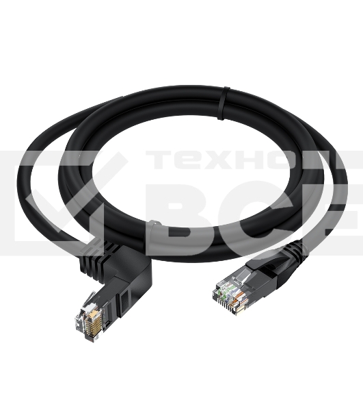 Патч-корд прямой 10.0m UTP кат.5e, черный, верхний угол, литой, ethernet high speed, RJ45, T568B