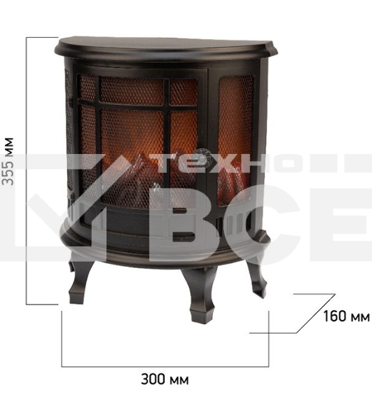 Светодиодный камин Neon-night 'Винтаж' с эффектом живого огня 30х16х35,5 см, батарейки 3хС (не в комплекте) и USB (в комплекте)