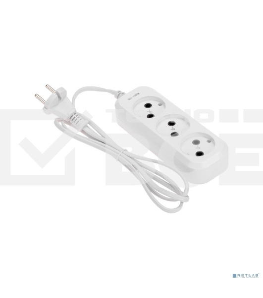 Удлинитель PROconnect 3 гнезда, 1,5 м, 2х0,75 мм², б/з, белый