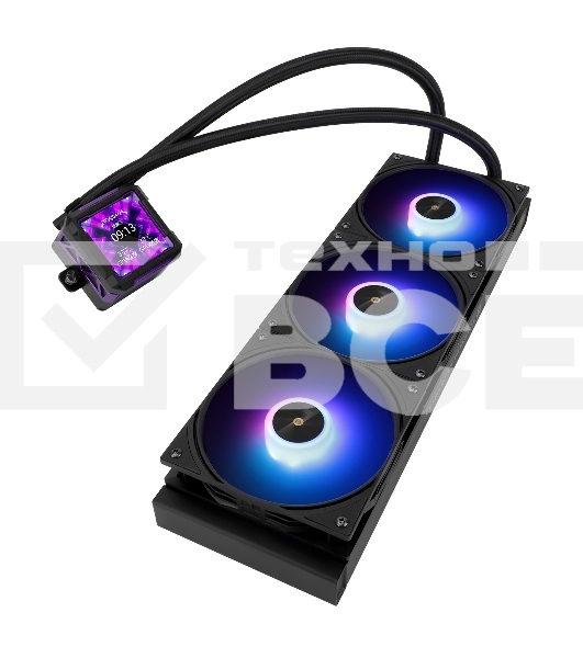 Водяное охлаждение для процессора Thermalright Frozen Warframe Pro 360 Black ARGB (360mm, Black, ARGB/ Fans: 3x120mm, 70.84CFM, 29.8dBA, 2000RPM/ Pump height 60mm, 23dBA, 3000RPM, Rad thickness 27mm/ S: 1200, 1700, 1851, 2011, 2066, 115X, AM4, AM5)