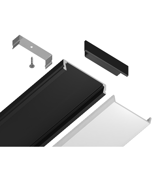 Алюминиевый профиль Ambrella light GP1800BK черный 2000*23.8*6