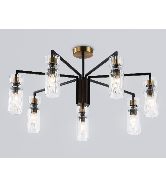 Люстра Ambrella light LH56115/7 BK/BS/CL черный/латунь/прозрачный E14*7 max 40W D705*350