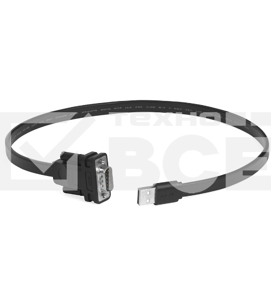 Переходник Greenconnect Конвертер-переходник 0.5m плоский, черный, позолоченные коннекторы, 28/26 AWG, USB 2.0 AM/DB9 RS-232 PRO, чипсет PL2303RA (GCR-UOC5M-BCG-0.5m)