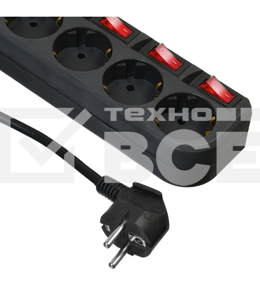 Сетевой фильтр Buro 500SH-1.8-SW-B 1.8м (5 розеток) черный (коробка)