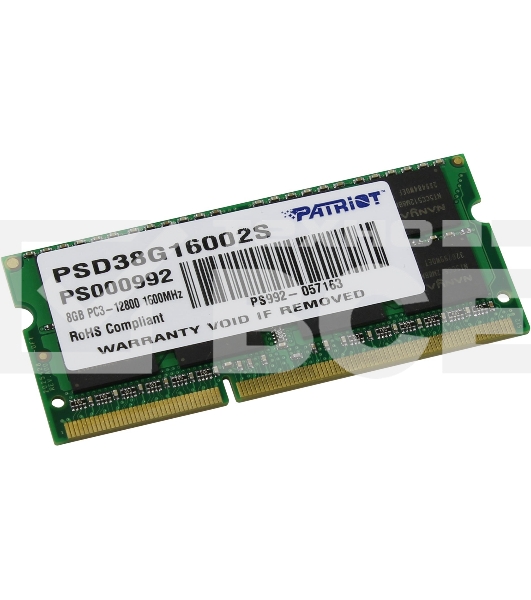 Оперативная память Patriot, DDR3, 8GB (1x8 GB), 1600 MHz, CL11, SO-DIMM