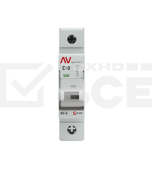 Выключатель автоматический модульный 1п C 50А 6кА AV-6 AVERES EKF mcb6-1-50C-av