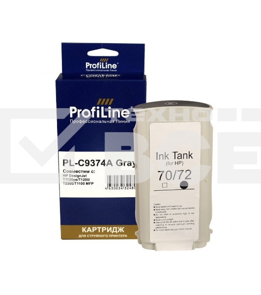 Картридж струйный PL-C9374A (№72) для HP DesignJet T1120ps/T1200/T2300/T1100 MFP Gray ProfiLine