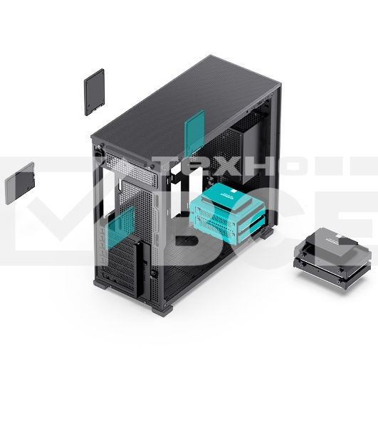 Корпус без блока питания JONSBO D41 STD Black ATX без БП, боковая панель из закаленного стекла, mini-ITX, micro-ATX, ATX, черный
