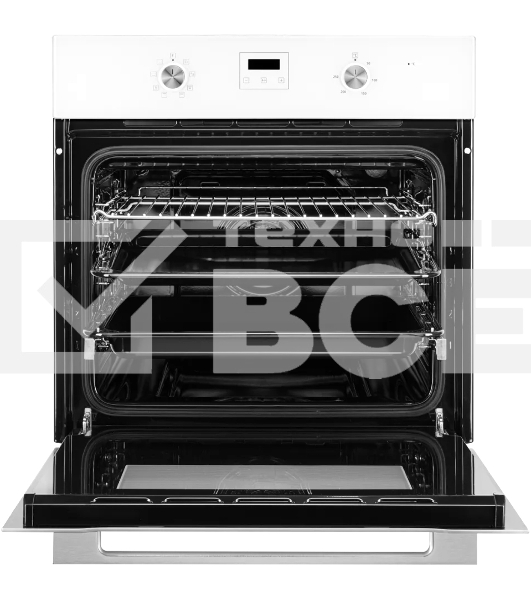 Встраиваемый духовой шкаф Monsher MOE 6183 W 60 см, 8 режимов, High-Tech, 70 л, гидролизная очистка, белый