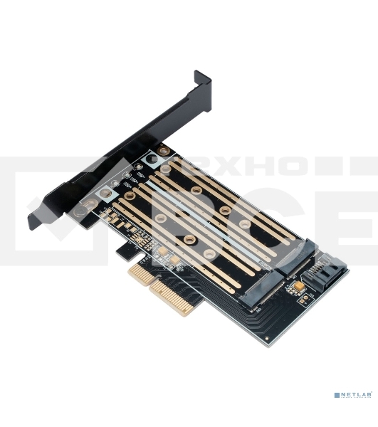 Адаптер Gembird для двух SSD M.2 (NVMe+SATA) в разъем PCI-e MF-PCIE-NVME-SATA, коробка