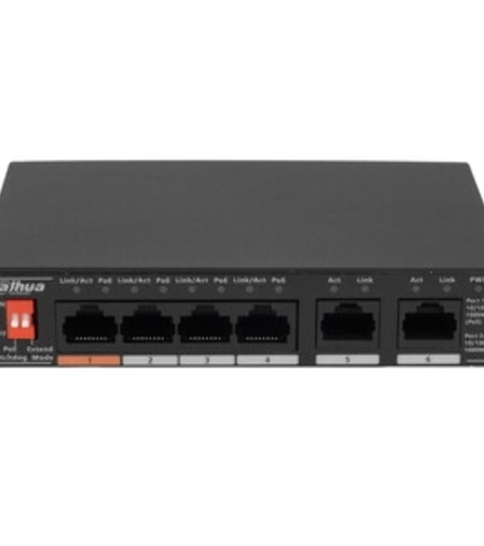 Коммутатор Dahua DH-SF1006LP, 6×100 Мбит/с, неуправляемый