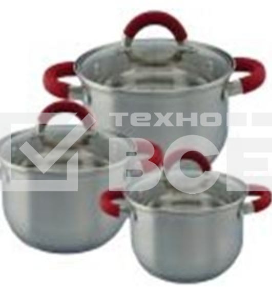 Набор кастрюль Kelli KL-4236 6 пред. (набор кастрюль 3 шт. - 1,9 л, 2,6 л и 3,6 л. Внутри шкала измерения. Силикон. ручки не нагреваются. Высококач. нерж. сталь. 5-слойное капсульное дно. Зеркал. поверхность. Матовая полоска. Можно использовать на всех типах плит. Стекл. крышки с паровыпуском.)