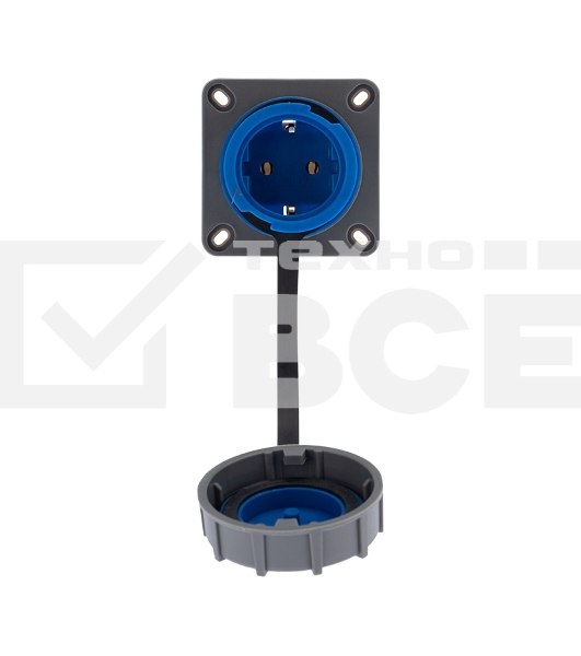 Розетка настенная фланцевая влагозащищенная с крышкой 16 А, 2Р+РЕ, IP68 Rexant