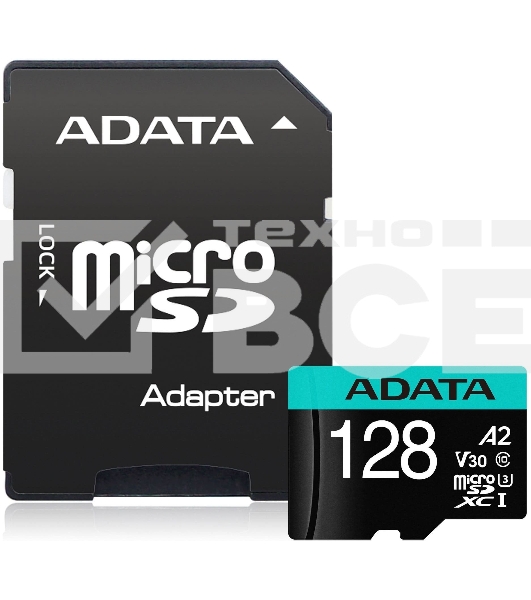 Карта памяти MICRO SDXC 128GB W/AD. AUSDX128GUI3V30SA2-RA1 ADATA