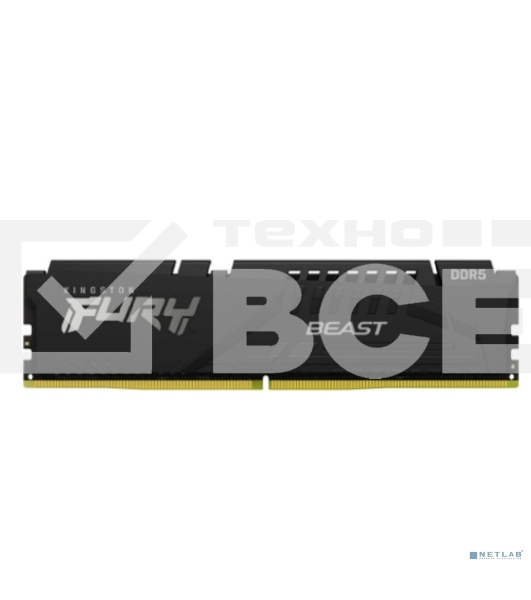 Оперативная память Kingston Fury Beast, DDR5, 8GB (1x8GB), 6000MHz, CL36, с радиатором, черный