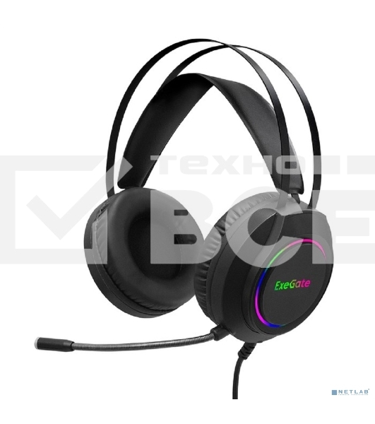Игровая гарнитура ExeGate EX289746RUS Cosmos HS-702GL (объемный звук 7.1, длина кабеля 2.5м, RGB подсветка, USB интерфейс)