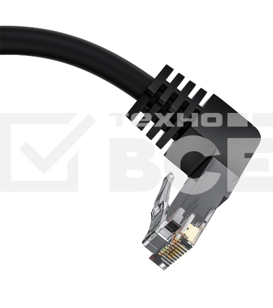 Патч-корд прямой 10.0m UTP кат.5e, черный, верхний угол, литой, ethernet high speed, RJ45, T568B