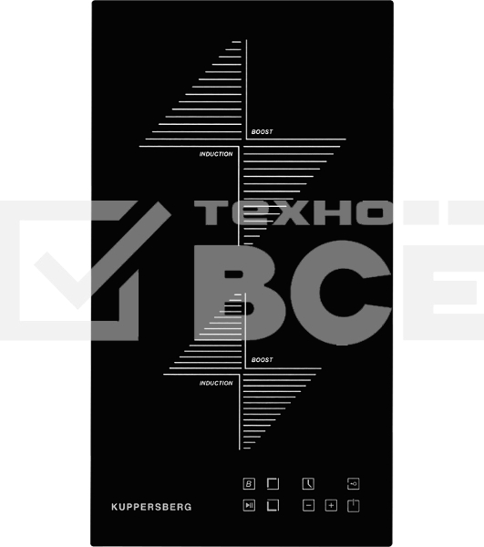 Индукционная варочная поверхность Kuppersberg ICO 302 / домино, ширина 30 см, 2 зоны индукционного нагрева, сенсорное управление, 3 цифровых дисплея, 9 уровней мощности, таймер,  автоотключение, защита от перелива, защита от детей, индикаторы остаточного 