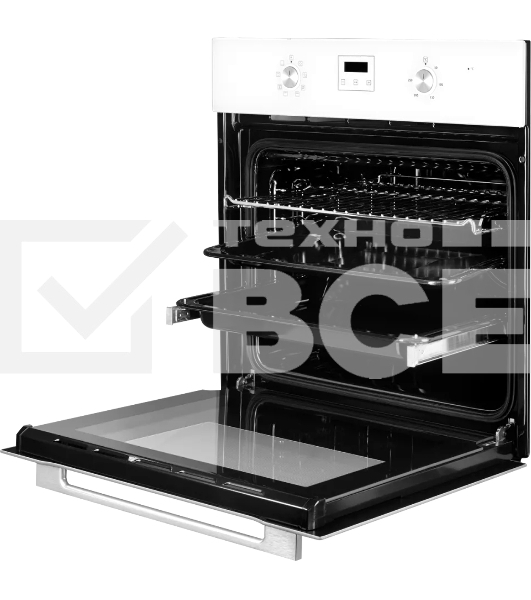 Встраиваемый духовой шкаф Monsher MOE 6183 W 60 см, 8 режимов, High-Tech, 70 л, гидролизная очистка, белый