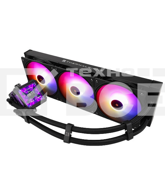 Водяное охлаждение для процессора Thermalright Frozen Warframe Pro 360 Black ARGB (360mm, Black, ARGB/ Fans: 3x120mm, 70.84CFM, 29.8dBA, 2000RPM/ Pump height 60mm, 23dBA, 3000RPM, Rad thickness 27mm/ S: 1200, 1700, 1851, 2011, 2066, 115X, AM4, AM5)