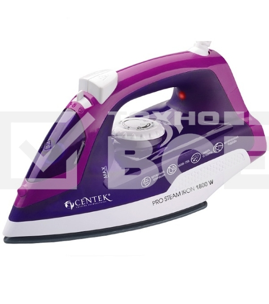 Утюг Centek CT-2348  VIOLET (фиолет) 1800Вт, КЕРАМИЧЕСКАЯ подошва, паровой удар, самоочистка, 200мл
