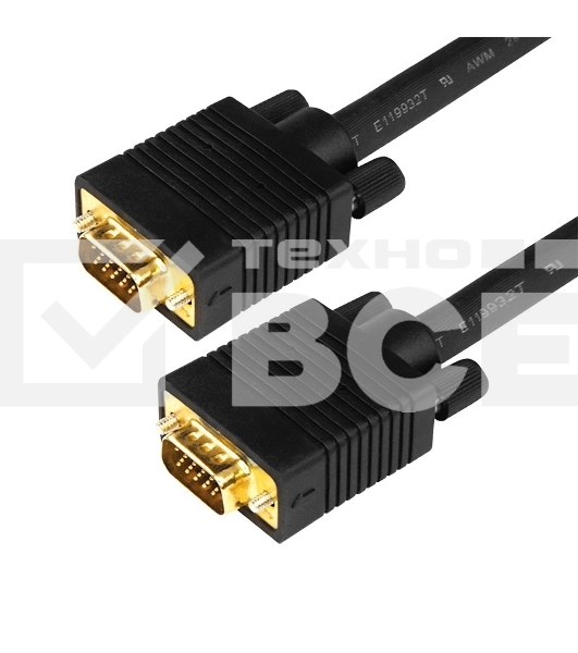 Шнур VGA - VGA с ферритами, длина 3 метра, черный (GOLD) Rexant