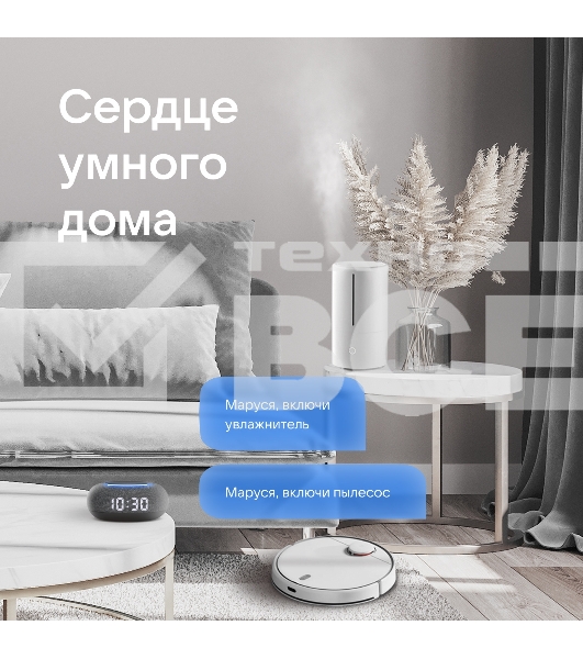 Умная колонка VK Капсула Мини 5Вт, с голосовым ассистентом Маруся, с LED-часами, темно-серый