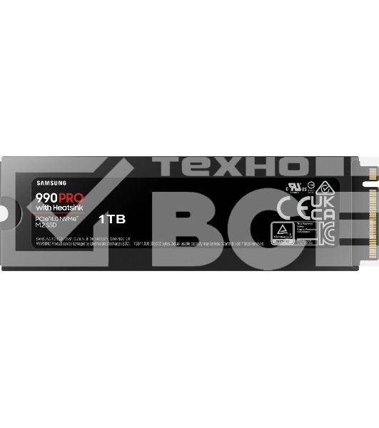 Накопитель SSD Samsung 990 PRO, 1000GB, PCIe 4.0 x4, M.2 2280, NVMe, R/W 7450/6900, с радиатором
