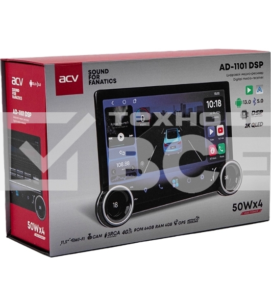 Автомагнитола ACV AD-1101 DSP 2DIN 4x50Вт 4000Mb DSP Android 13 11.5