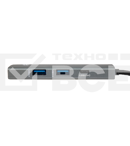 Док-станция HIPER Docking station USB-C HUB 6in1 (1*USB-C 100W PD, 1*HDMI 4K@60Hz, 2*USB-A 3.0 (5Gbps data), 1*USB-C 3.0 (5Gbps data), 1*RJ45 Gb)