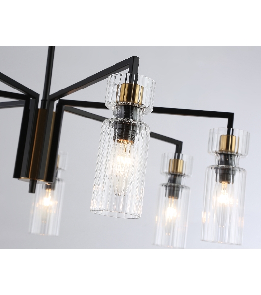 Люстра Ambrella light LH56115/7 BK/BS/CL черный/латунь/прозрачный E14*7 max 40W D705*350
