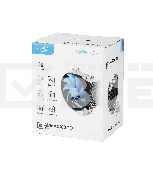 Кулер для процессора DEEPCOOL GAMMAXX300 S1150/S1200/S1366/S1155/S1156/S775/AM2/AM2+/AM3/FM1 24шт/кор, TDP 130Вт, PWM, 17.8~21dB(A), RET