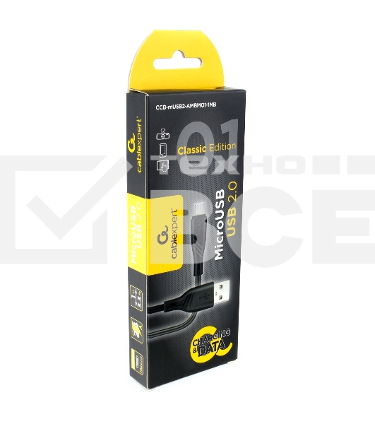 Кабель USB 2.0 Cablexpert CCB-mUSB2-AMBMO1-1MB, AM/microB, издание Classic 0.1, длина 1м, черный, блистер